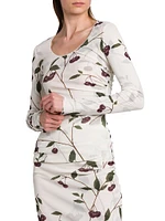 Cherry Ruched Scoopneck Top