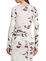 Cherry Ruched Scoopneck Top