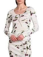 Cherry Ruched Scoopneck Top