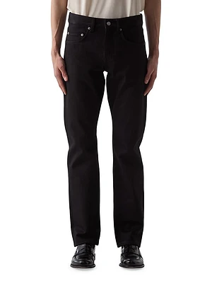 Stretch-Denim Mid-Rise Straight-Leg Jeans