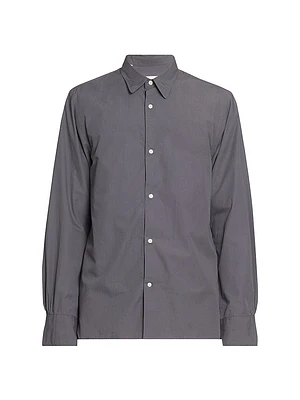 Soft Collar Cotton Button-Front Shirt