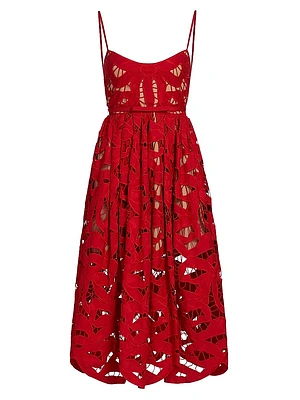 Bow Embroidered Cotton Midi-Dress