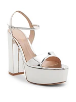 120MM Metallic Leather Platform Sandals