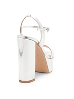 120MM Metallic Leather Platform Sandals