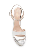 120MM Metallic Leather Platform Sandals