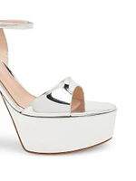 120MM Metallic Leather Platform Sandals