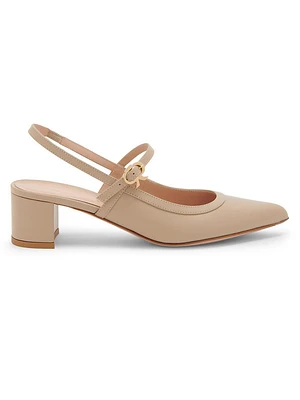 Leather 45MM Slingback Block Pumps