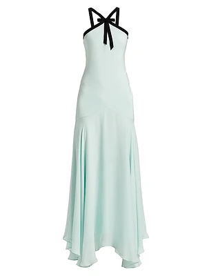 Silk Crepe Halterneck Maxi Dress