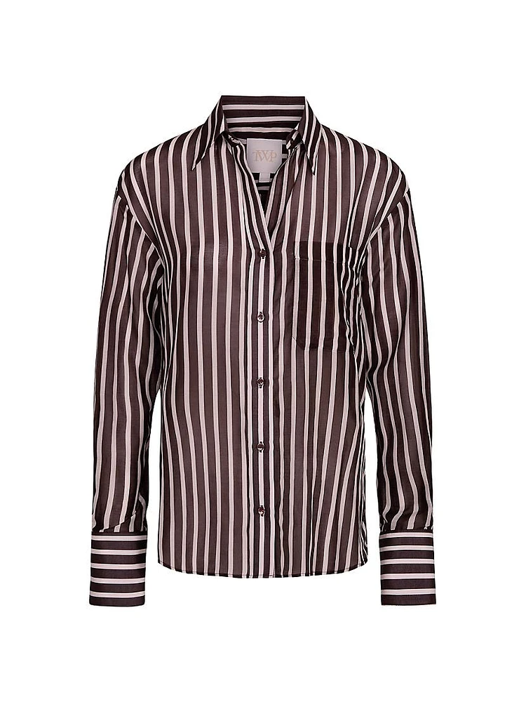Joey Striped Silk Button-Front Shirt