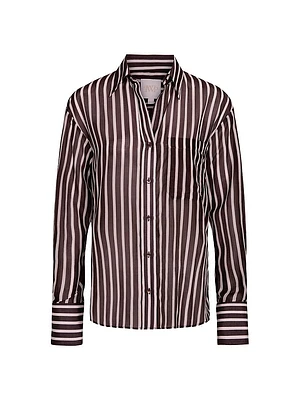 Joey Striped Silk Button-Front Shirt