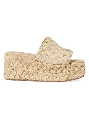 Aaron 80MM Raffia Platform Mules