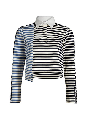 Multi-Stripe Long-Sleeve Polo Shirt