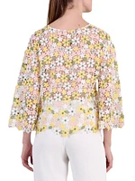 Ninna Floral Lace Round-Neck Top