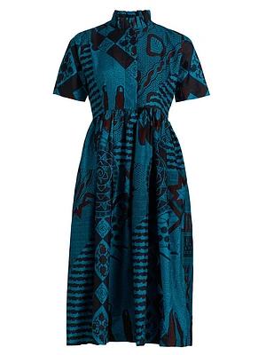 Tobi Pleated Printed Cotton Midi-Dress
