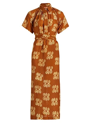 Issa Printed Cotton A-Line Midi-Dress