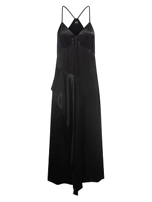 Sateen Dress with Waterfall Detail
