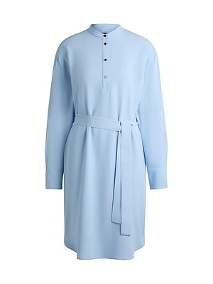 Belted Dress with Snap Placket
