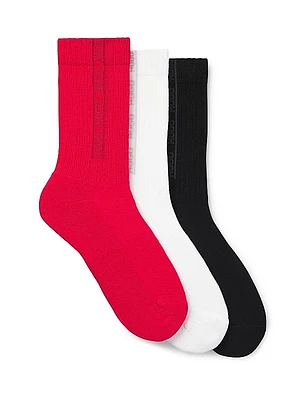 Three Pack of Ribbed Short Socks with Tonal Logos