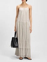 Tiered Striped Dress with Silk
