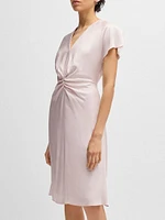 V-Neck Dress with Gathered Waistband