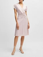 V-Neck Dress with Gathered Waistband