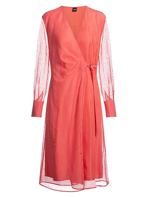 Wrap Dress with Sheer Detailing