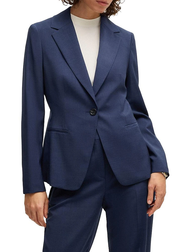 Regular-Fit Blazer Micro-Check Virgin Wool