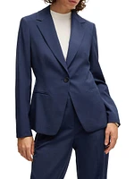 Regular-Fit Blazer Micro-Check Virgin Wool