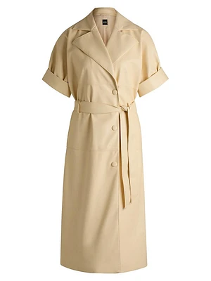 Trench-Style Relaxed-Fit Dress Faux Leather