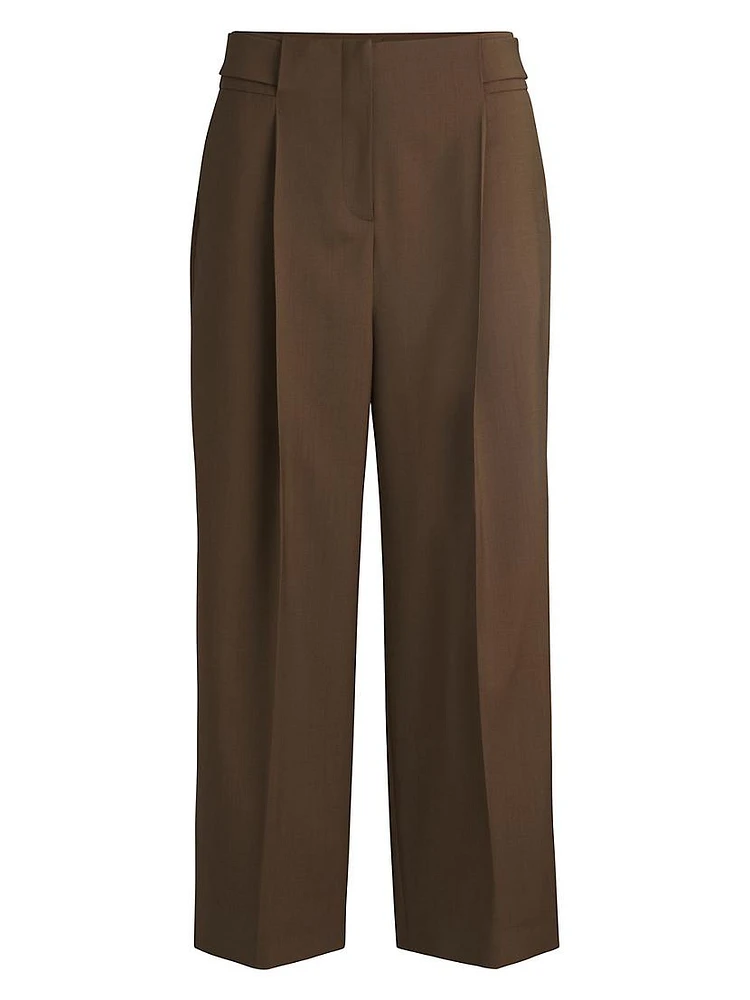 Regular-Fit High-Waisted Trousers Wool