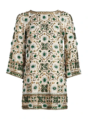 Eleonora Embellished Linen Tunic Minidress