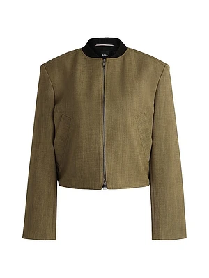 Relaxed-Fit Jacket Herringbone Stretch Fabric