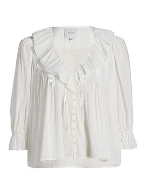 Perry Ruffle-Trim Cotton-Blend Top