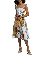 Floral Linen Midi-Dress