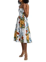 Floral Linen Midi-Dress