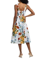 Floral Linen Midi-Dress