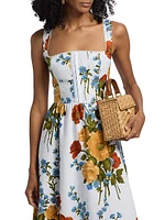 Floral Linen Midi-Dress
