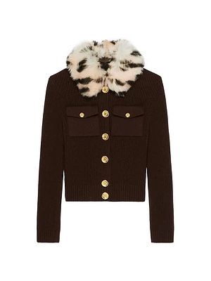 Cardigan Wool and Cashmere with Fur Collar
