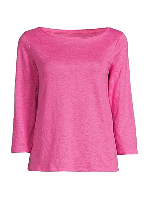 Stretch-Linen Boatneck Top
