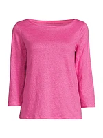 Stretch-Linen Boatneck Top