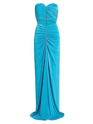 Corinne Ruched Cut-Out Gown