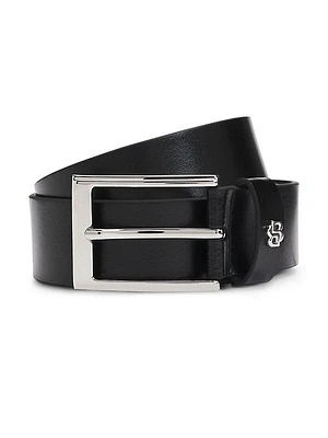 Italian-Leather Belt with Double B Monogram Keeper
