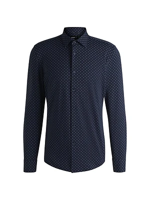 Slim-Fit Shirt Geometric-Print Performance-Stretch Fabric