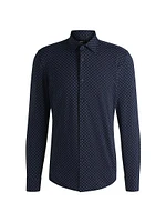 Slim-Fit Shirt Geometric-Print Performance-Stretch Fabric