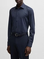 Slim-Fit Shirt Geometric-Print Performance-Stretch Fabric
