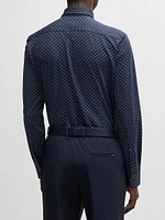 Slim-Fit Shirt Geometric-Print Performance-Stretch Fabric