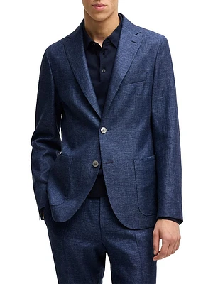 Slim-Fit Blazer Micro-Patterned Fabric