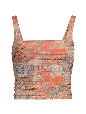 Rasha Paisley Shirred Tank