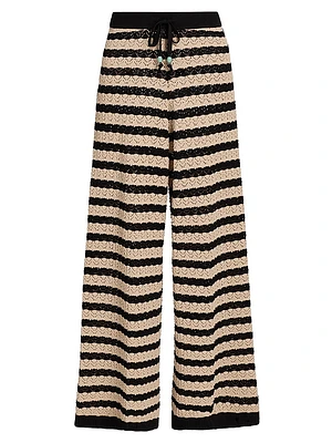 Gaelle Striped Pointelle Knit Pants