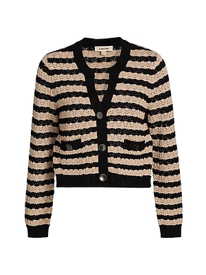 Orla Striped Pointelle Knit Cardigan